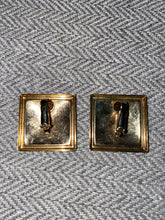 Load image into Gallery viewer, Yellow square vintage earrings w/ gold trim
