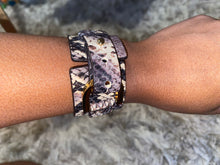 Load image into Gallery viewer, Snake print strap bracelet w/ gold trim

