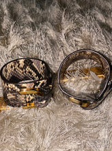 Load image into Gallery viewer, Snake print strap bracelet w/ gold trim
